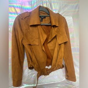 Forever 21 Faux Suede Belted Cropped Jacket | Size Small